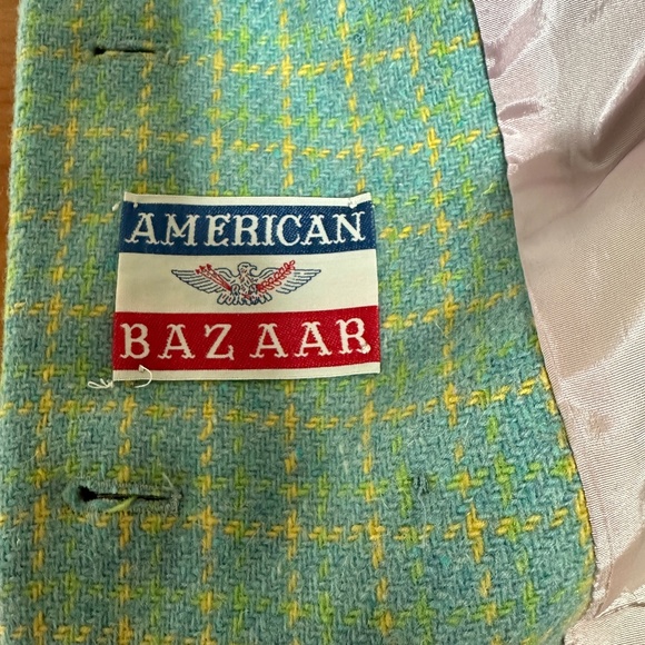 Vintage 1960s Double Breasted Wool Plaid Tweed Jacket Small USA - Picture 2 of 16